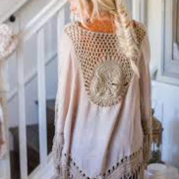 Three Bird Nest Jackets & Blazers - Dreamy Macrame Kimono in Mocha